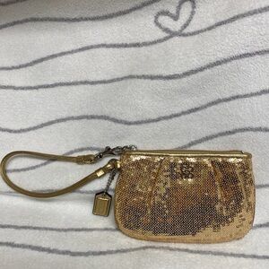 Coach OCC Gold Sequin Wristlet